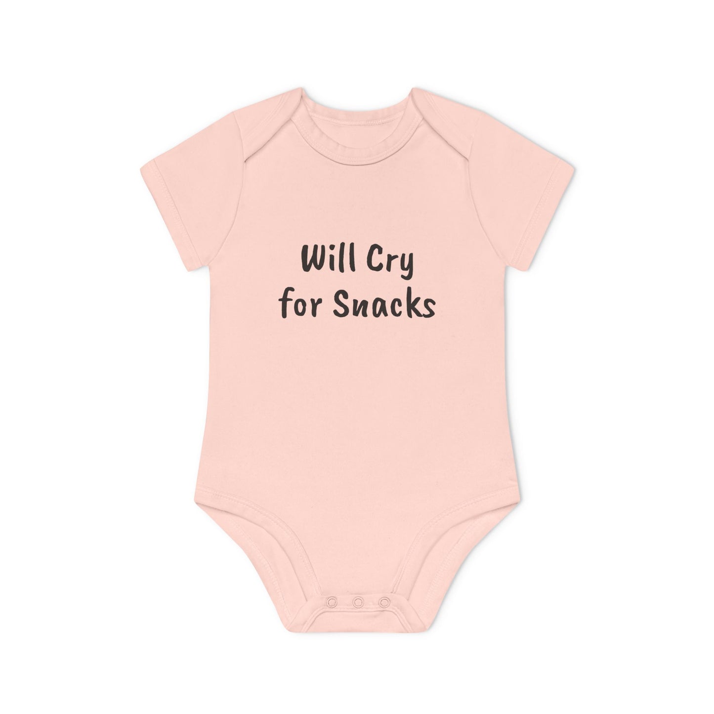 Will Cry For Snacks Baby Organic Short Sleeve Bodysuit