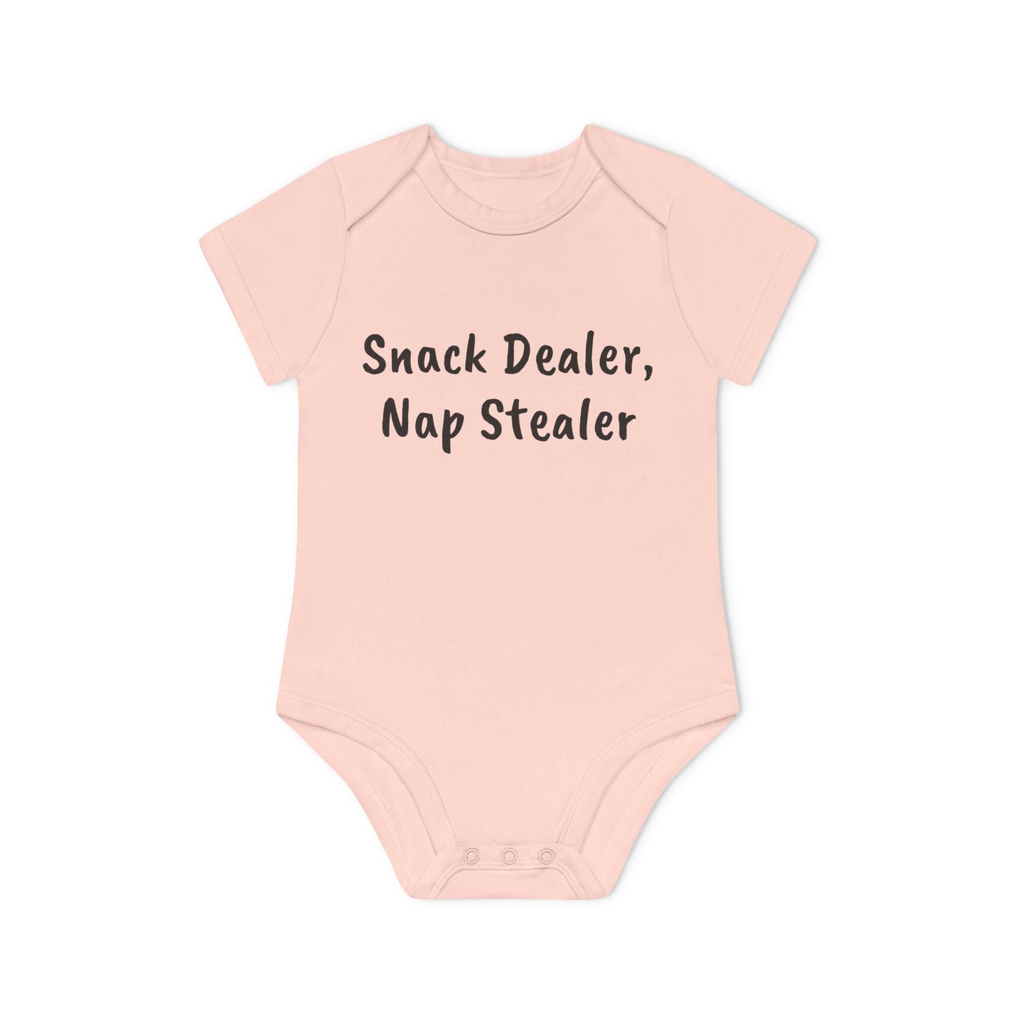 Snack Dealer, Nap Stealer Funny Baby Organic Short Sleeve Bodysuit