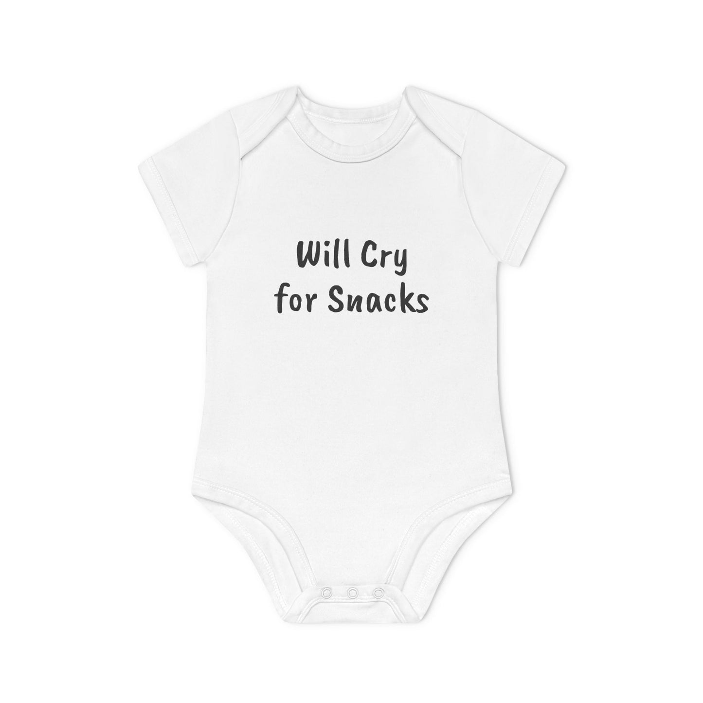 Will Cry For Snacks Baby Organic Short Sleeve Bodysuit