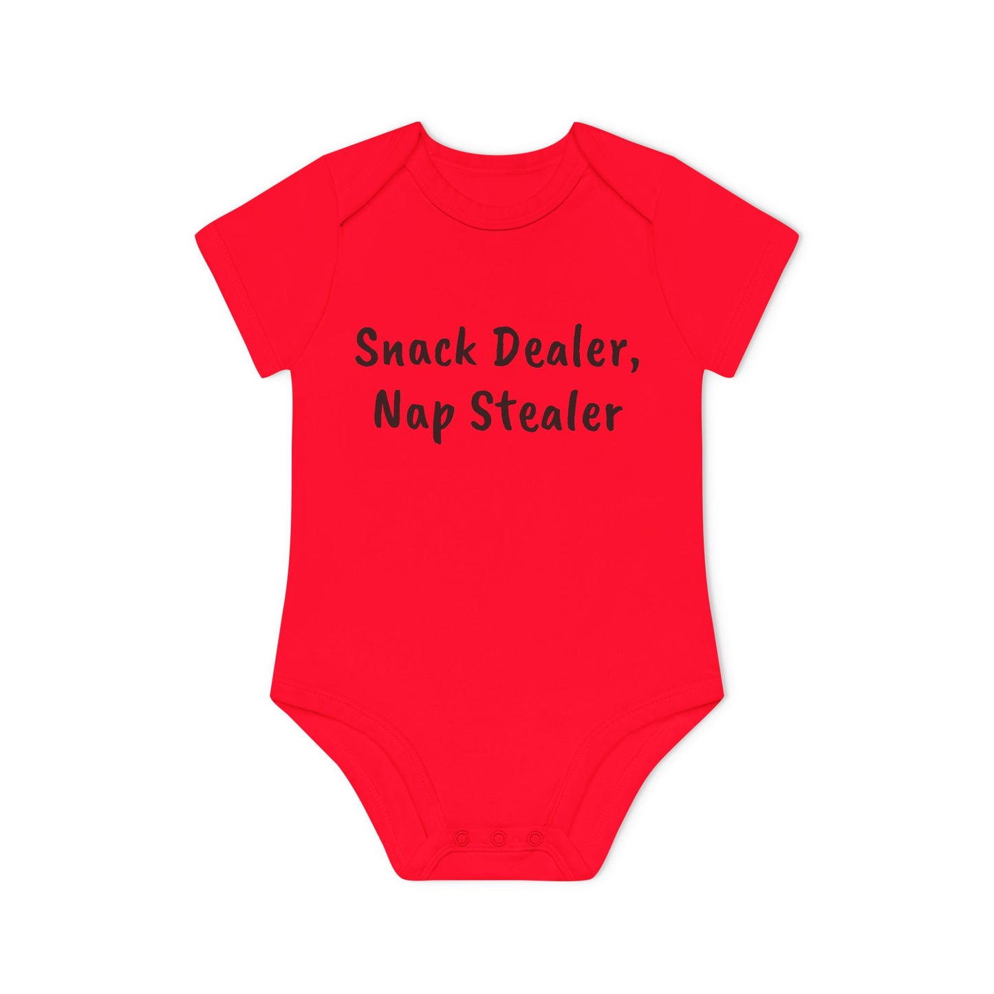 Snack Dealer, Nap Stealer Funny Baby Organic Short Sleeve Bodysuit