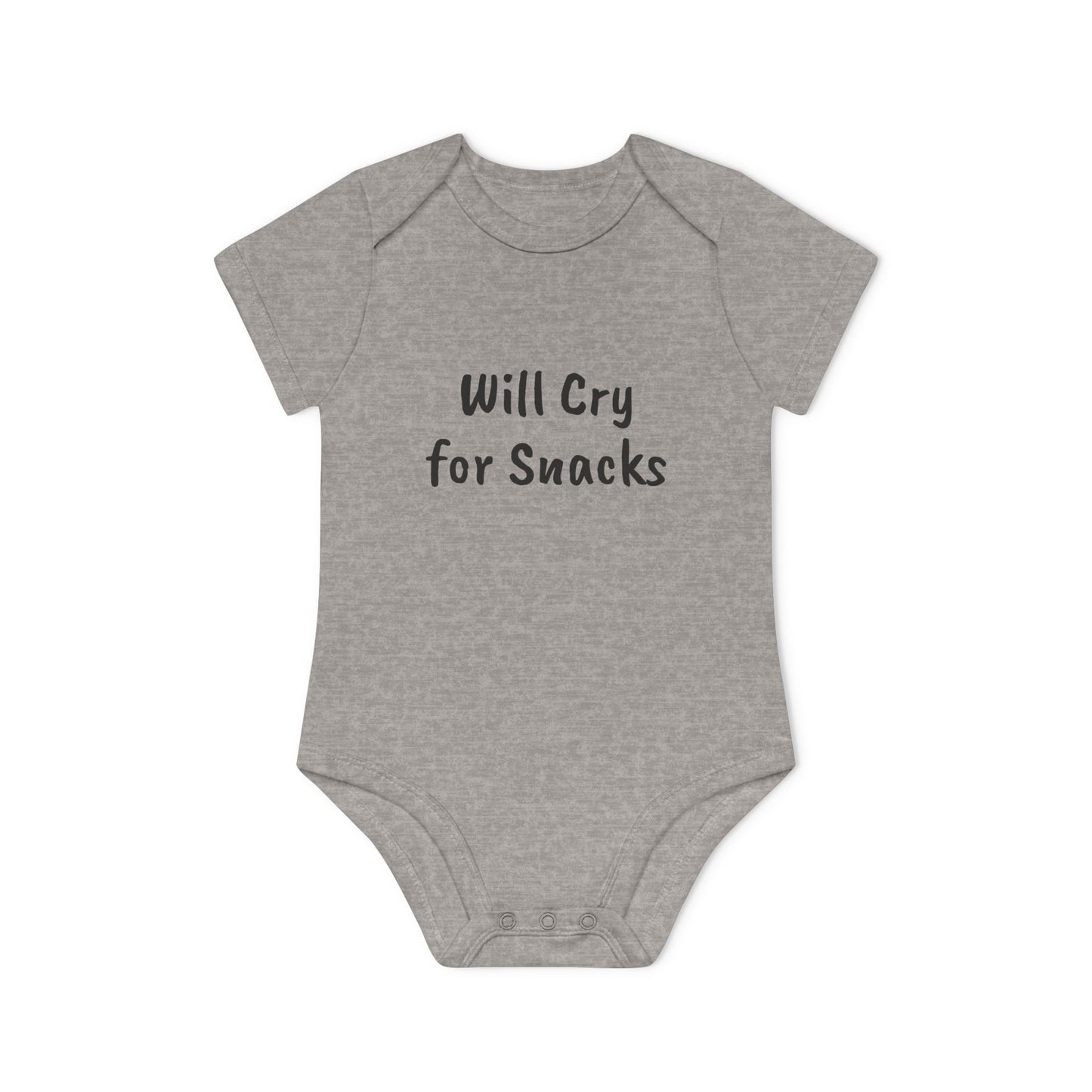 Will Cry For Snacks Baby Organic Short Sleeve Bodysuit