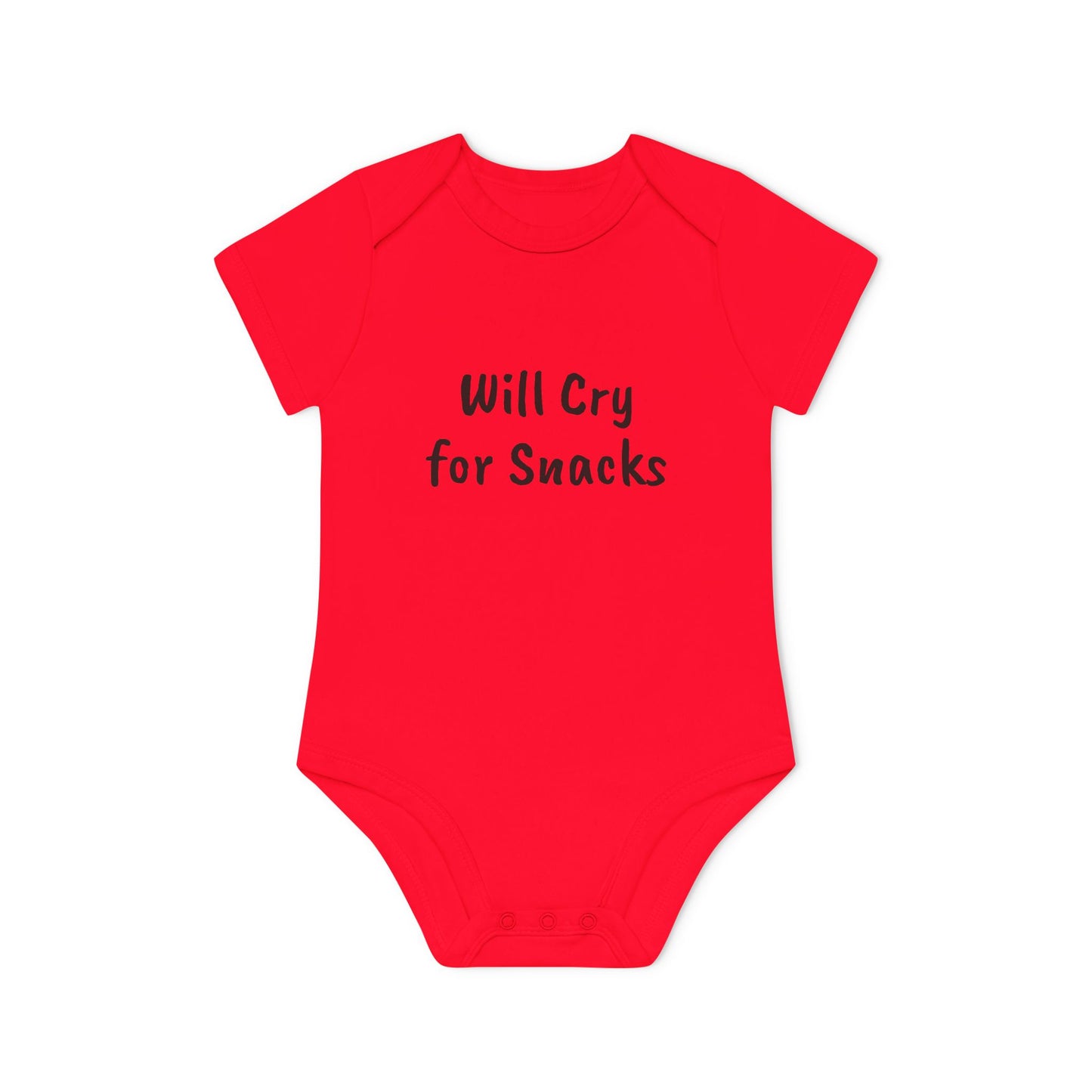 Will Cry For Snacks Baby Organic Short Sleeve Bodysuit