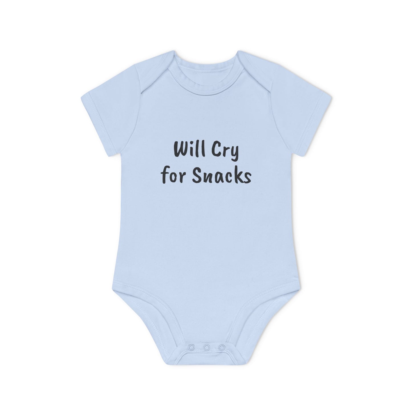 Will Cry For Snacks Baby Organic Short Sleeve Bodysuit